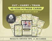 Printable Kids Exercise Cards, 40 Children's Workout Flashcards, Child Exercises Fitness PDF Digital Download