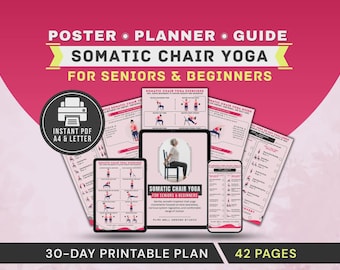 Ejercicios suaves de yoga somático en silla para personas mayores y principiantes, estiramientos sentados.