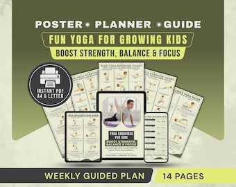 Kids Yoga Poster Printable PDF, Fun Yoga Poses, Kid Exercises for Children & Teens Chart