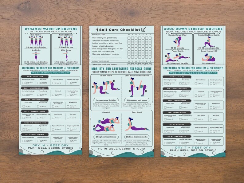 Mobility And Stretching Routine Chart.pdf Stretching Exercise Printable Poster, Mobility Exercises for Women ...