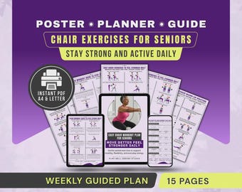 Chair Exercises for Seniors Printable Poster PDF, Seated Workout Plan Chart, Senior Fitness Guide