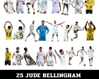 Jude Bellingham PNG Bundle – Soccer Clipart, Transparent Background (Digital Download)
