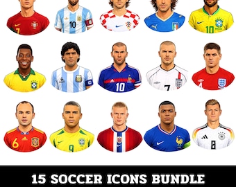 Soccer Icons PNG Bundle – Soccer Clipart, Transparent Background (Digital Download)