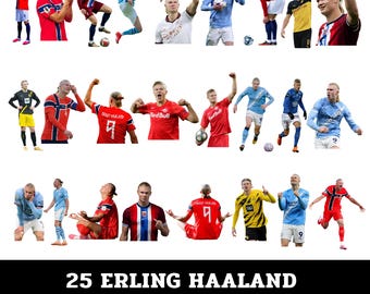 Erling Haaland PNG Bundle – Soccer Clipart, Transparent Background (Digital Download)
