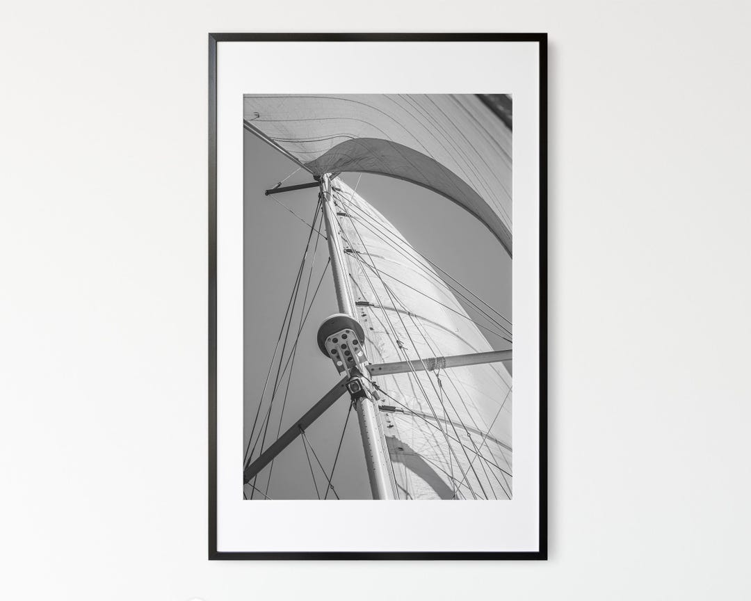 Black and White Sailboat Art Print – Modern Sailing Photography ...