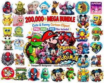 Paquete gigante de PNG de personajes de dibujos animados lindos, PNG de dibujos animados nostálgicos, paquete de PNG de Hello Kitten, paquete de dibujos animados divertidos, PNG de dibujos animados, diseños DTF