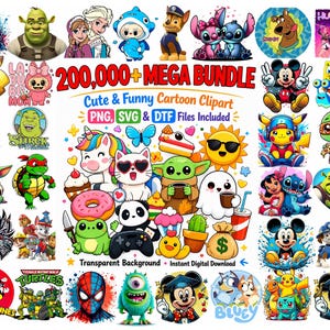 Cute Cartoon Characters PNG SVG Mega Bundle | Fun, Colorful, High-Quality Collection of Cartoon PNGs | Retro Png Files | Cartoon Characters