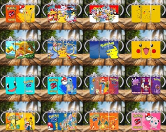 Más de 20 vasos para niños con diseño de monstruo eléctrico de 355 ml, estilo anime, con dibujos de monstruo de bolsillo amarillo