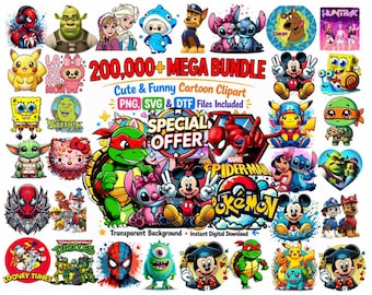 Funny Cartoon Mega Bundle, Cartoons Clipart, Cartoon png, Retro Png Files, Cartoon Characters, Holiday Svg, Cartoon Svg Bundle