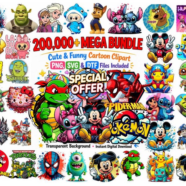 Funny Cartoon Mega Bundle, Cartoons Clipart, Cartoon png, Retro Png Files, Cartoon Characters, Holiday Svg, Cartoon Svg Bundle
