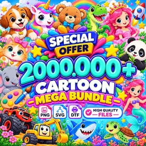 200,000+ Cartoon Designs • Ultimate Clipart Collection • PNG SVG DTF Files