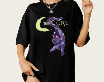 The Cure Cat Tee, 90s Alt Indie Rock, Unisex Sweatshirt, Music Gifts, Cat Lover gifts, the cure fan gifts, band tee, the cure graphic tee
