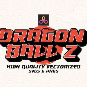 May include: A graphic design featuring the text "DRAGON BALL Z" in bold, red letters with a black outline, set against a red circle. Below, the text "HIGH QUALITY VECTORIZED SVGS & PNGS" is displayed in a smaller, black font.