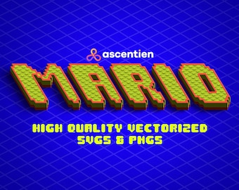 Paquete de 60 imágenes SVG y PNG de Mario / Pack de imágenes prediseñadas de personajes de Super Mario para Cricut / Descarga instantánea