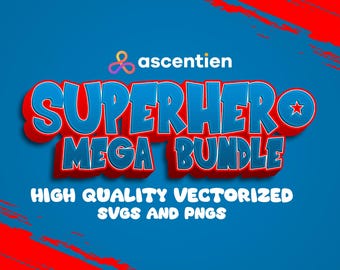 Megapaquete de superhéroes SVG PNG: Logotipos de héroes vectoriales (descarga digital)