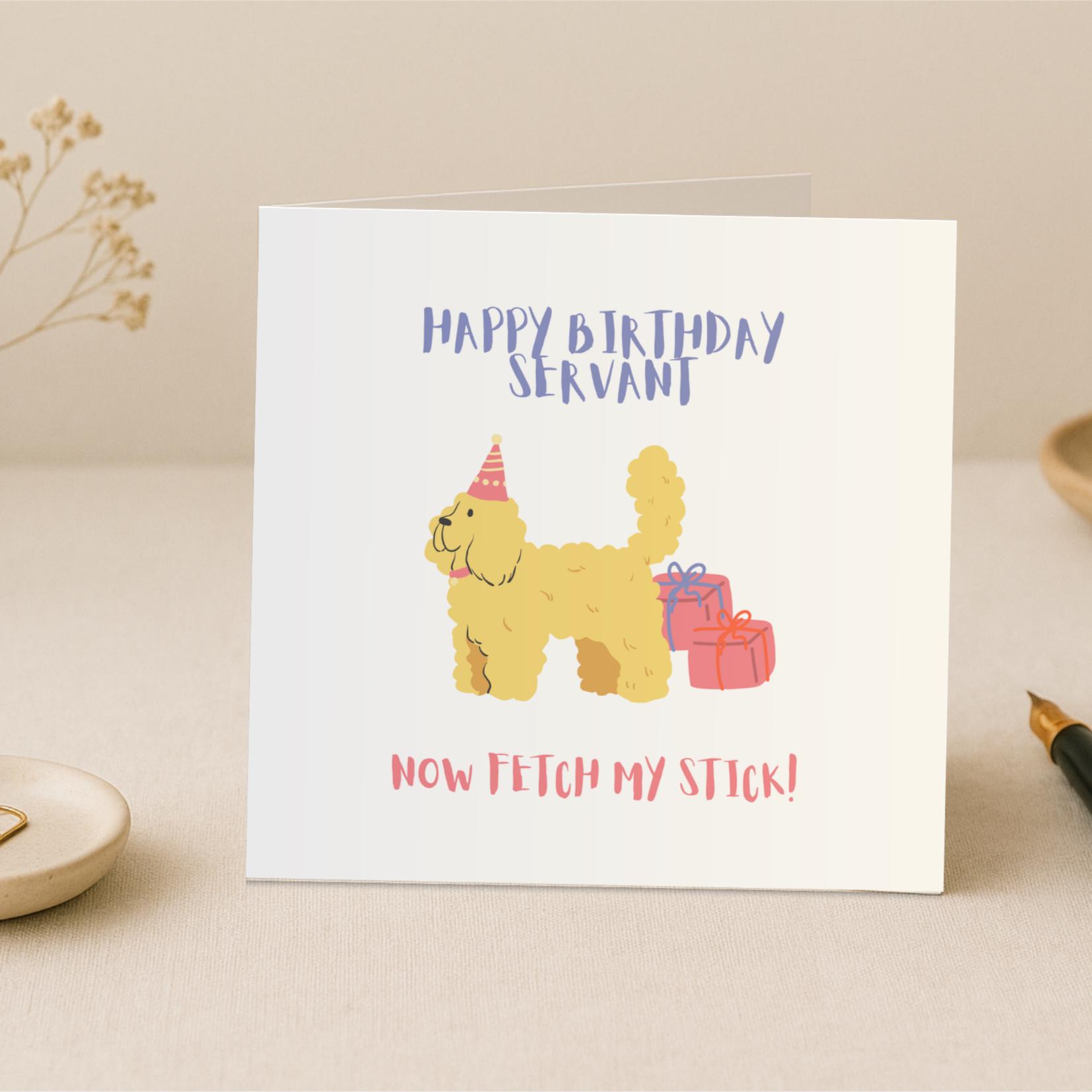 Funny Dog Birthday Card Printable | Cute Dog With Stick Card | Digital ...