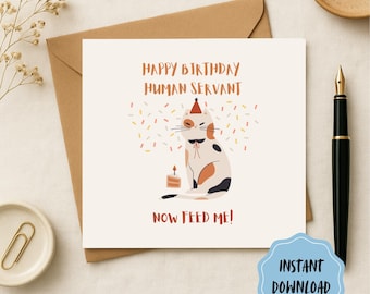 Printable Funny Cat Birthday Card / Grumpy Cat Birthday Card / Funny Birthday Card for Cat Lovers / Cat Dad Birthday Card