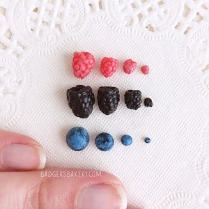 MINIATURE BERRIES, set of 6 pcs, raspberries, blackberries, blueberries in any scale - 1/4, 1/3, 1/6, 1/12 dollhouse or doll prop