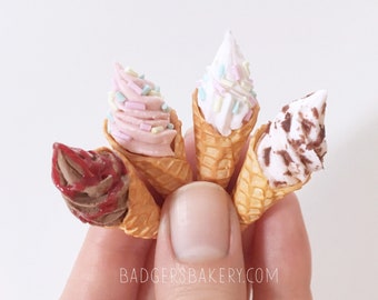 Miniature SOFT SERVE Ice Cream Cone, Summer Treat for Your BJD, Blythe and Other Dolls 1/6, 1/4, 1/3 Scale, msd, sd, yosd
