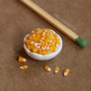 Dollhouse CANDY CORN Bowl Miniature, 1/12 or 1/6 Scale, Halloween Dollhouse Decoration
