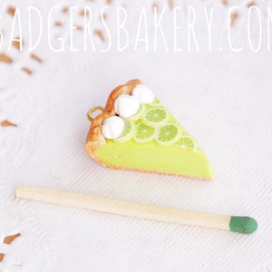Wisiorek lub zawieszka Key LIME PIE, miniaturowa biżuteria z jedzeniem, zielona, słodka, urocze zawieszki