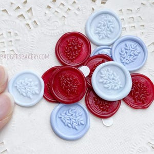 Mini-WACHSSIEGEL 6er Set, Olivenzweig, 15 mm Schälen und aufkleben Miniatur Siegel für Puppen, BJD, Scrapbooking