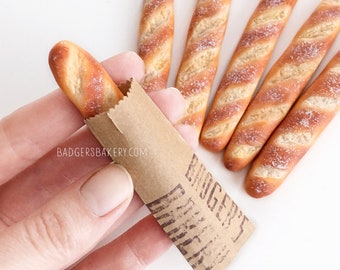 Dollhouse BAGUETTE, Miniature Food for Dolls, Mini Pastries, Bakery, Bread for BJD, Blythe, 1/12, 1/6 Scale, Playscale, Inchscale