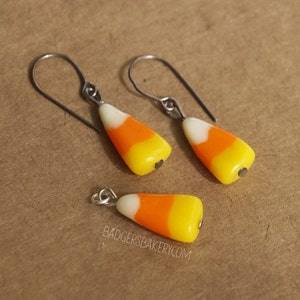 CANDY CORN EARRINGS, Fake Candy Corn Studs or Dangle Earrings, Halloween Jewelry image 3