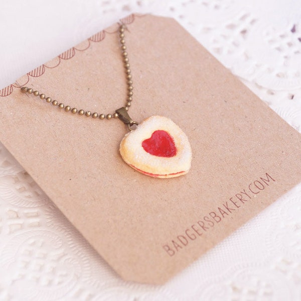 Collier HEART Linzer COOKIE, pendentif mignon, biscuit saupoudré de sucre, Saint Valentin, fête des mères