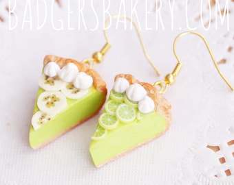 Green LIME PIE Earrings, Miniature Food Jewelry, Sweet Earrings, Cute Jewellery, Mother's Day