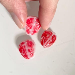 Set of 3 dollhouse raw steaks, 1/12 scale miniature food