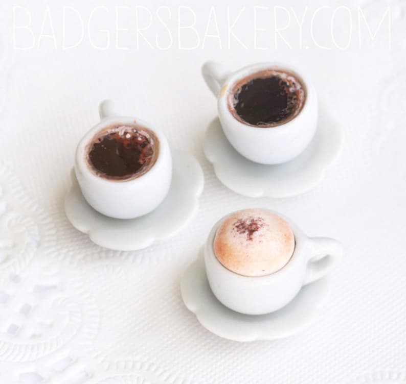 Playscale COFFEE CUP, Cappuccino, Black Coffee Miniature, Dollhouse, 1/6 BJD doll prop, Blythe 