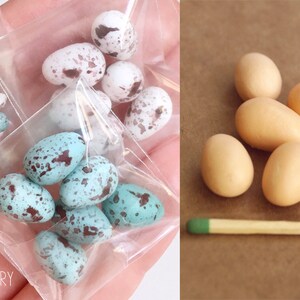 Miniature EGGS 6 PCS, Dummy Eggs, Doll Food, dollhouse decoration, all scales, fake food for BJD, Blythe,  Miniature Farmhouse