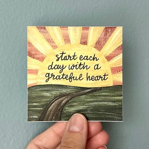 Start Each Day with a Grateful Heart, Sun Sticker, Waterproof Christian Stickers image 1