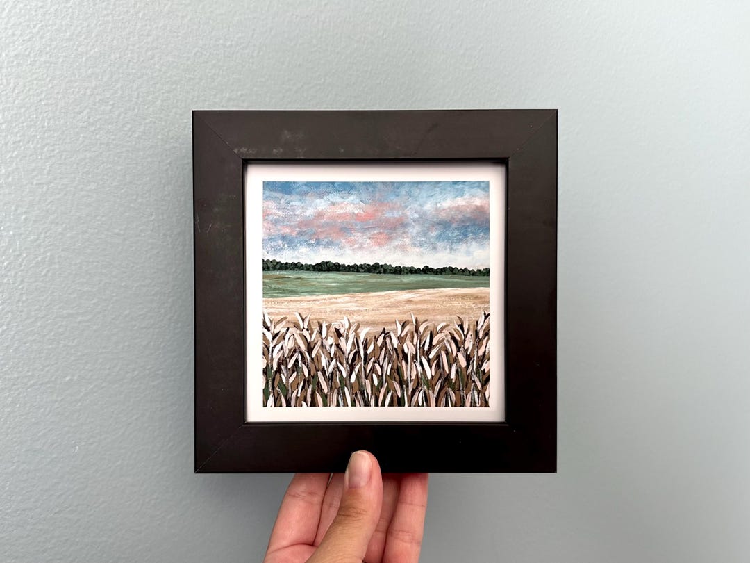Corn Stalk Art Print, Midwest Farm Landscape, Small Framed Artwork ...