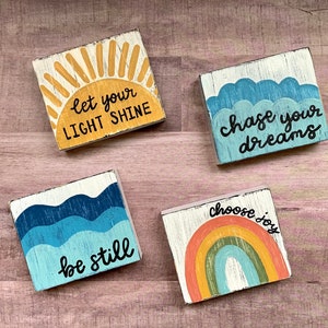 Mini Inspirational Signs, Wood Block Art, Tiered Tray Blocks, Small Shelf Decor