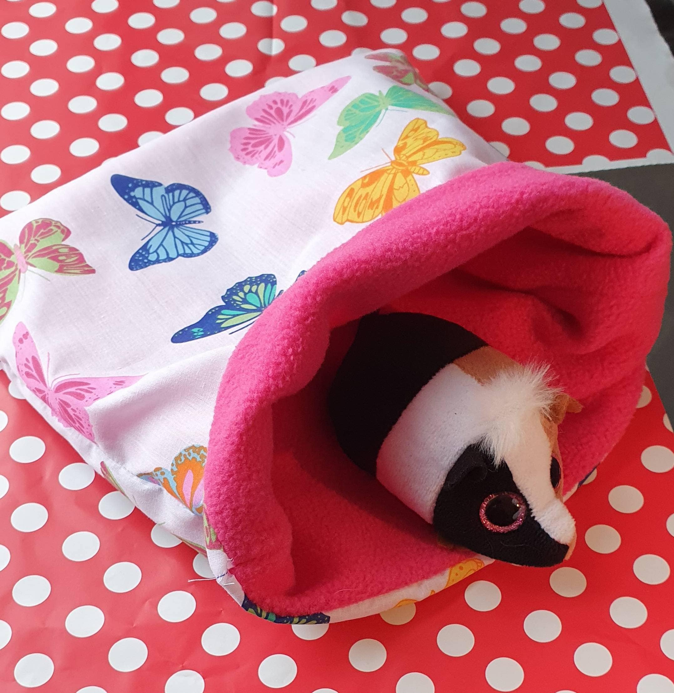 Pink Butterfly Rat Hammock Fleece Snuggle Sack