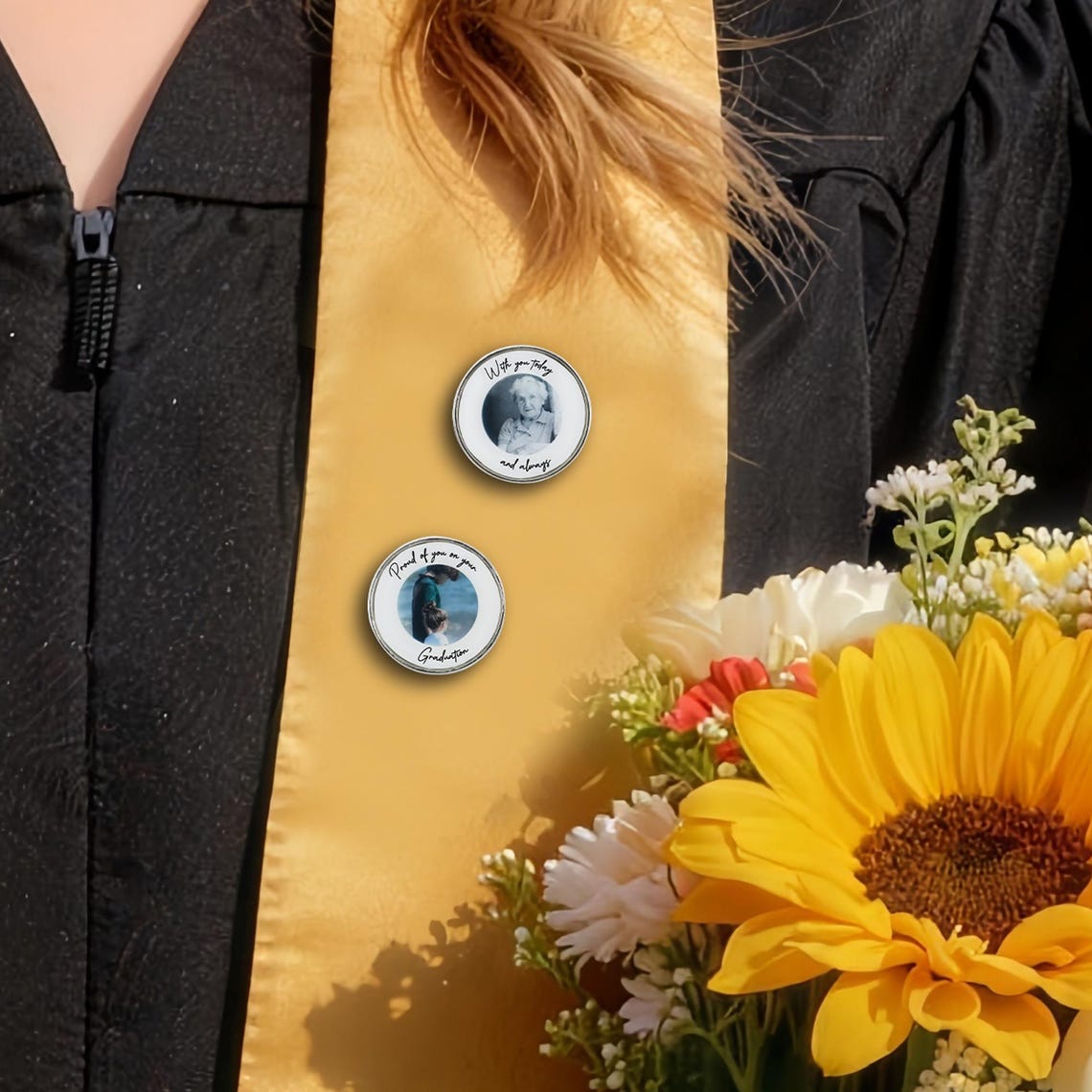 Graduation Pin Cross Personalized Graduation Photo Pin Badge Custom Text 2026 Graduation ...