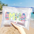 Personalized Waterproof Beach Bag | Custom Art Name | Summer Pool Bag | Summer Party | Gift for Women | Wet Dry Pool Pouch Organizer