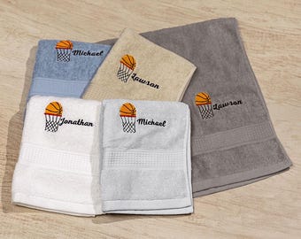 Personalized Super Absorbent Basketball Theme Embroidery Cotton Gym Towel Custom Name Birthday Sport Gift for Basketball Lovers