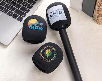 Fundas de espuma personalizadas para micrófono / Logotipo personalizado / Paquete de 2 / Regalo de cumpleaños / Perfectas para creadores, presentadores y músicos