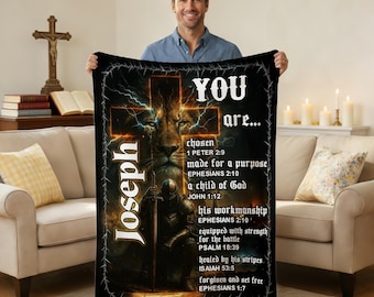 Personalisierte christliche Kreuz Bibel-Vers-weiche Decke Benutzerdefinierte Name Christian Home Decor Christian Glaube religiöse Decke