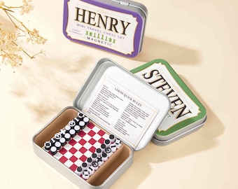 Personalized Altoids Tin Magnetic Mini Travel Chess Board Set Custom Name Small Portable Pocket Game Camping Birthday Gift for Chess Lovers