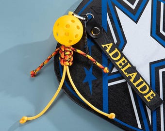 Portachiavi con ciondolo Pickleball multicolore personalizzato fatto a mano, regalo di compleanno con nome personalizzato per giocatori di Pickleball, regali di Natale