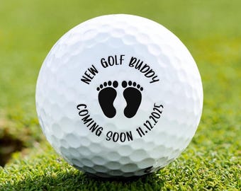 Gepersonaliseerde nieuwe golfbuddy baby voetafdrukken zwangerschap aankondiging golfbal met datum grappig vaderdag verjaardagscadeau voor opa papa