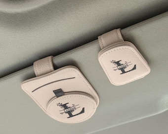 Personalisierte Leder Multifunktionale Name Auto Sonnenbrille Halter Magnetischer Clip Täglicher Gebrauch Neues Auto Geburtstagsgeschenk für Autobesitzer