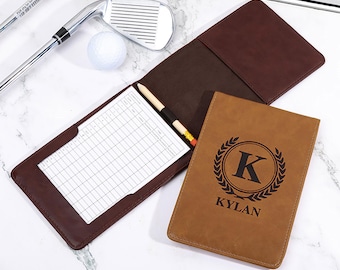 Personalized Leather Golf Scorecard Holder - Custom Name, Perfect Birthday & Tournament Gift for Golf Lovers,Engraved Golf Log Book