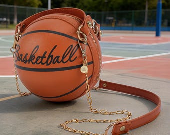 Borsa sferica personalizzata in stile basket con iniziale personalizzata, ideale per l'uso quotidiano, lo sport, le partite, Natale, le ragazze amanti del basket e la festa della mamma.