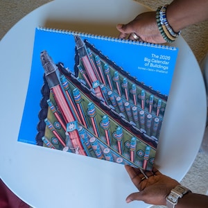 Large Glossy Hanging Wall Calendar of Architectural and Structural Engineering Gems from Four Countries with Wide Margins