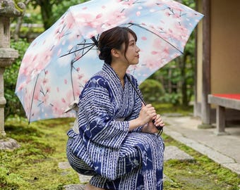 Pink Sakura Kaleidoscope Umbrella, Cherry Blossom Mandala, Japanese Floral Art, Vibrant Spring Gift, Kimono Style Rain Gear